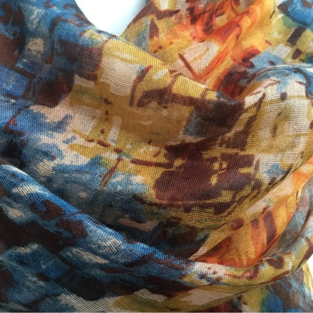 Abstract Swim Coverup Sarong Lightweight Summer Scarf Wrap - Picture 5 of 5